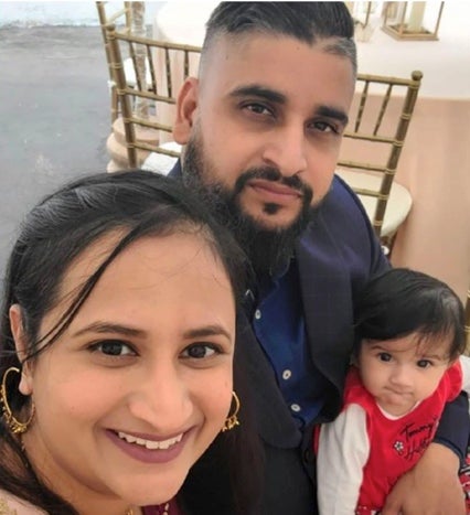 Aroohi Dheri, de ocho meses, su madre, Jasleen Kaur, de 27 años, y su padre, Jasdeep Singh, de 36, fueron asesinados