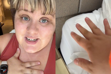 Trabajadora de hotel muestra cómo revisar si hay chinches en una habitación antes de desempacar