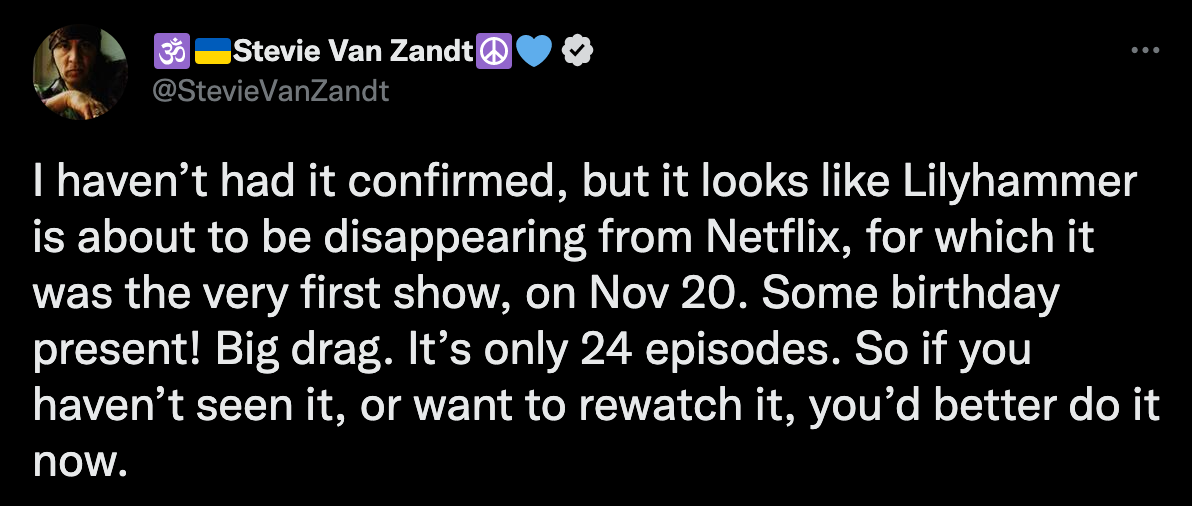 Steven Van Zandt habla de la eliminación de Netflix de ‘Lilyhammer’