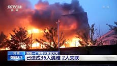 China: 38 muertos por incendio en almacén industrial