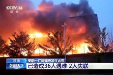 China: 38 muertos por incendio en almacén industrial