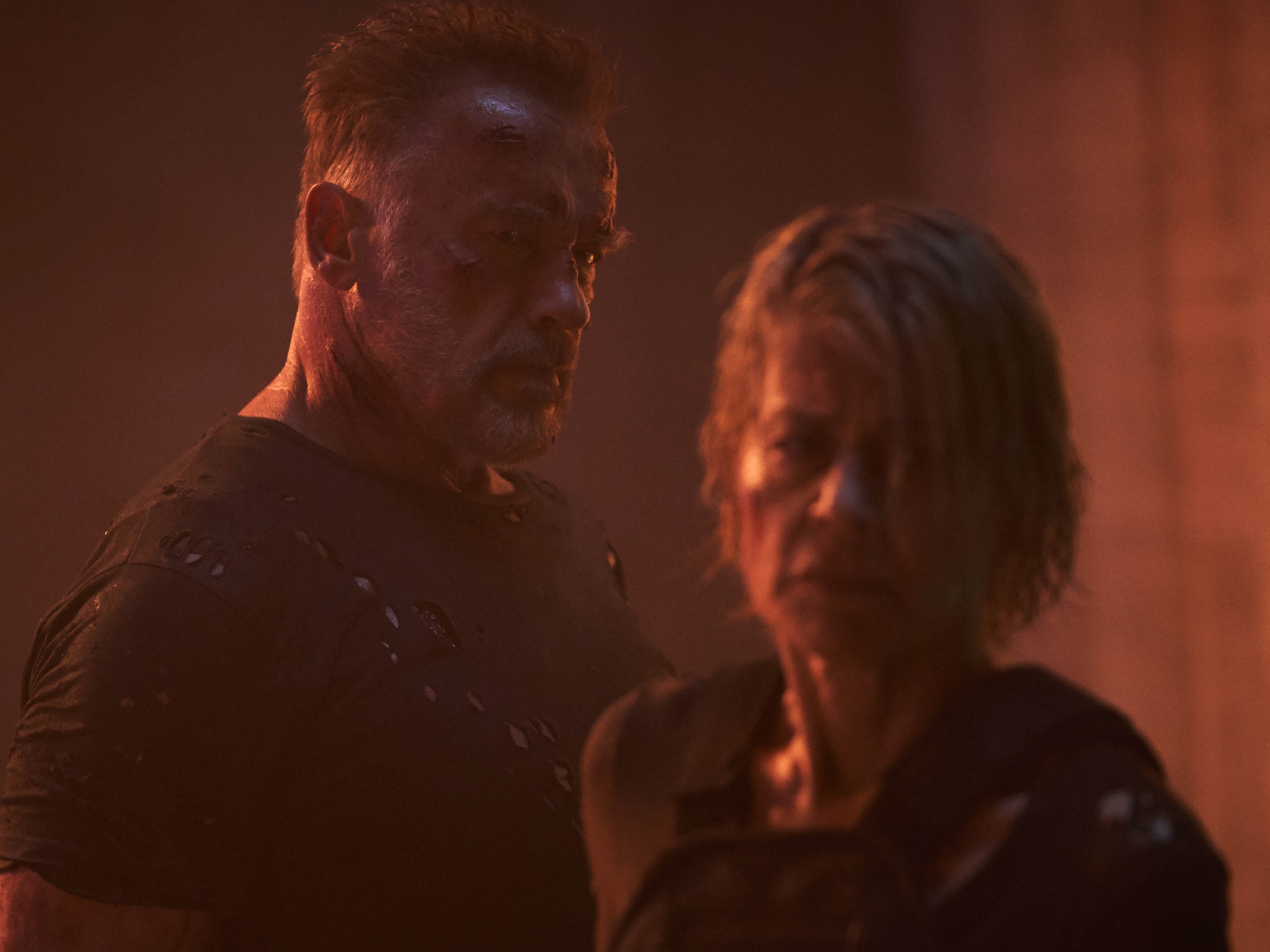 Arnold Schwarzenegger y Linda Hamilton en ‘Terminator: Dark Fate’
