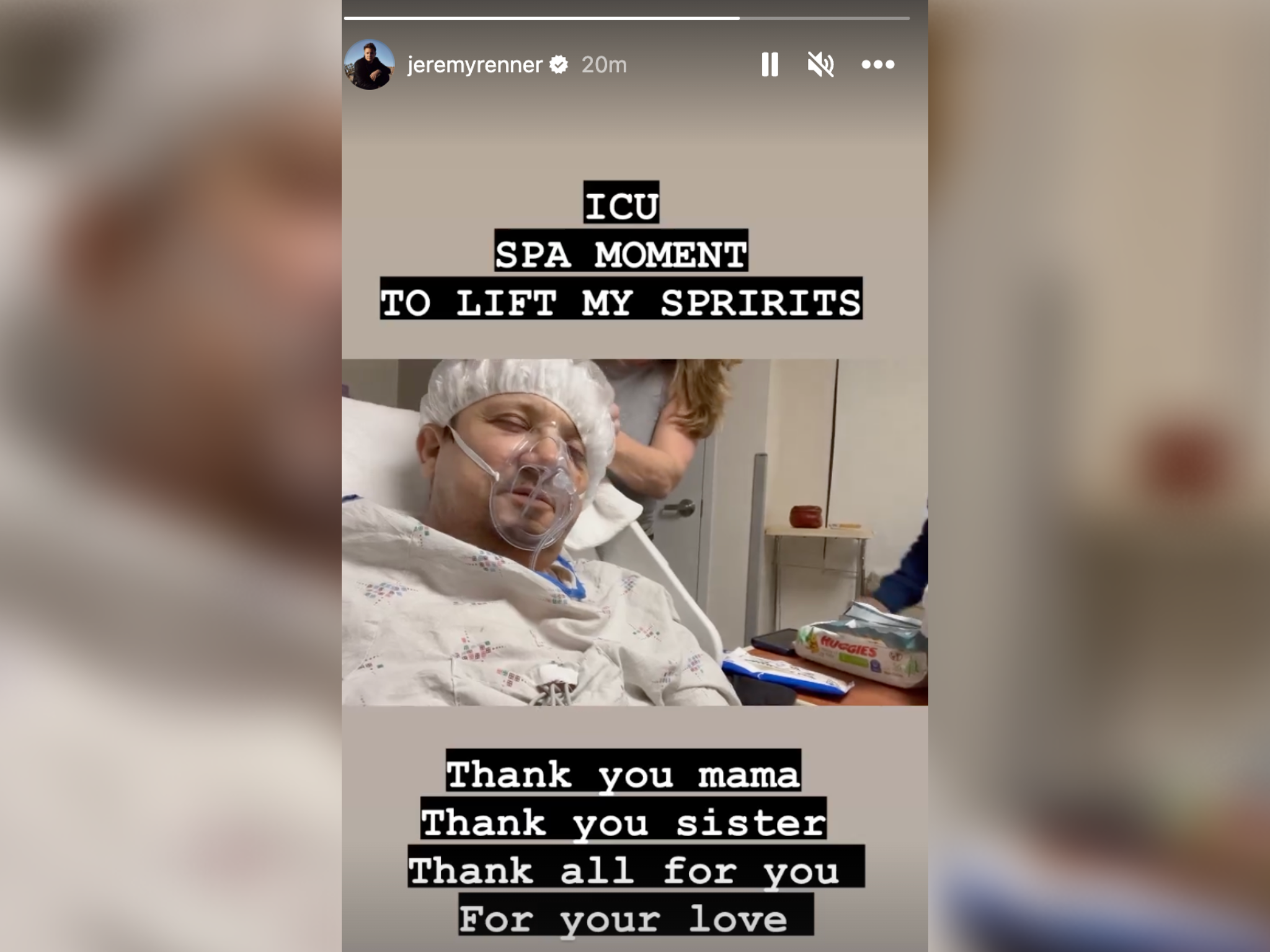 Jeremy Renner shares footage of an ‘ICU spa moment’ with family