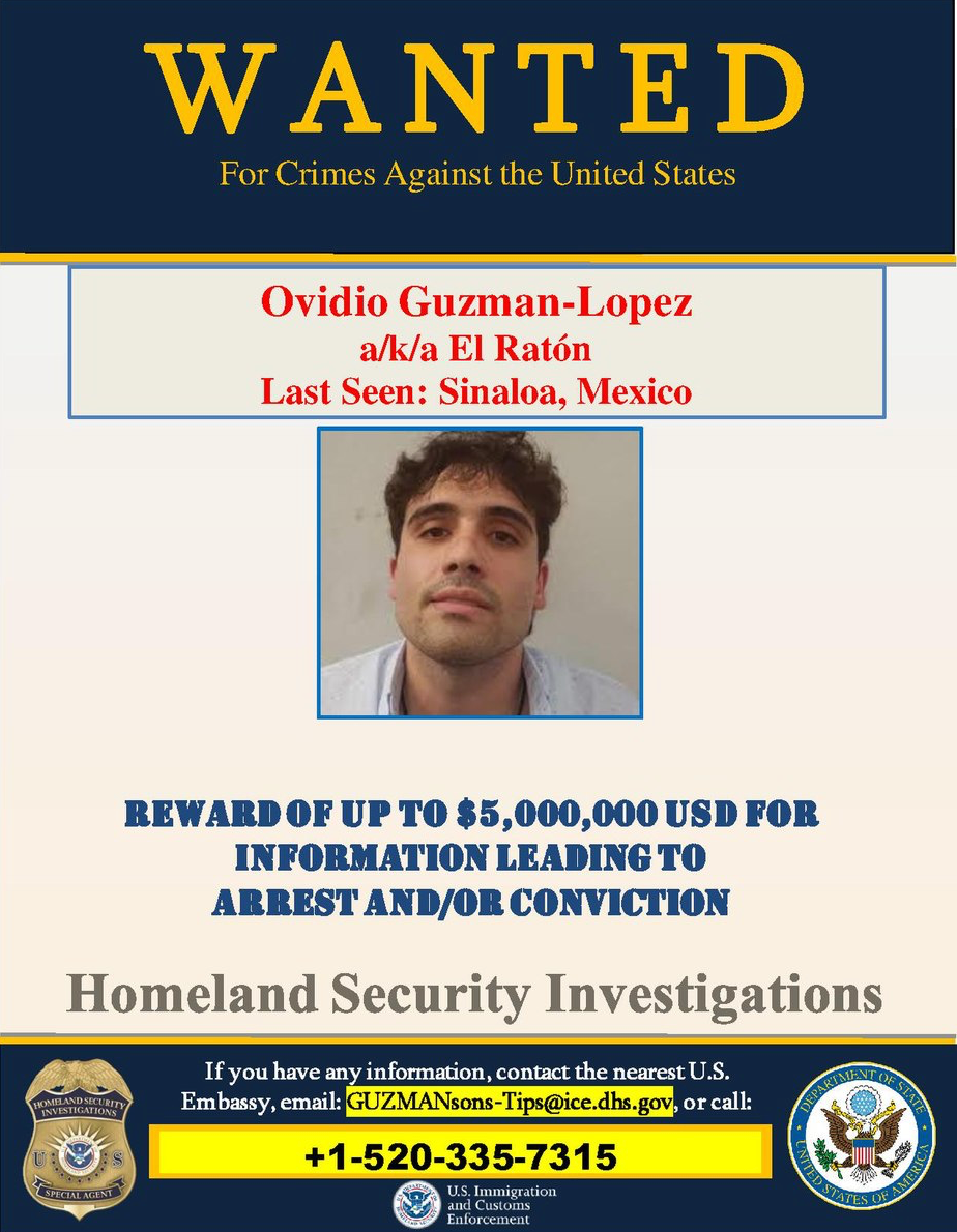 Ovidio Guzman Lopez is wanted for drug trafficking in the United States