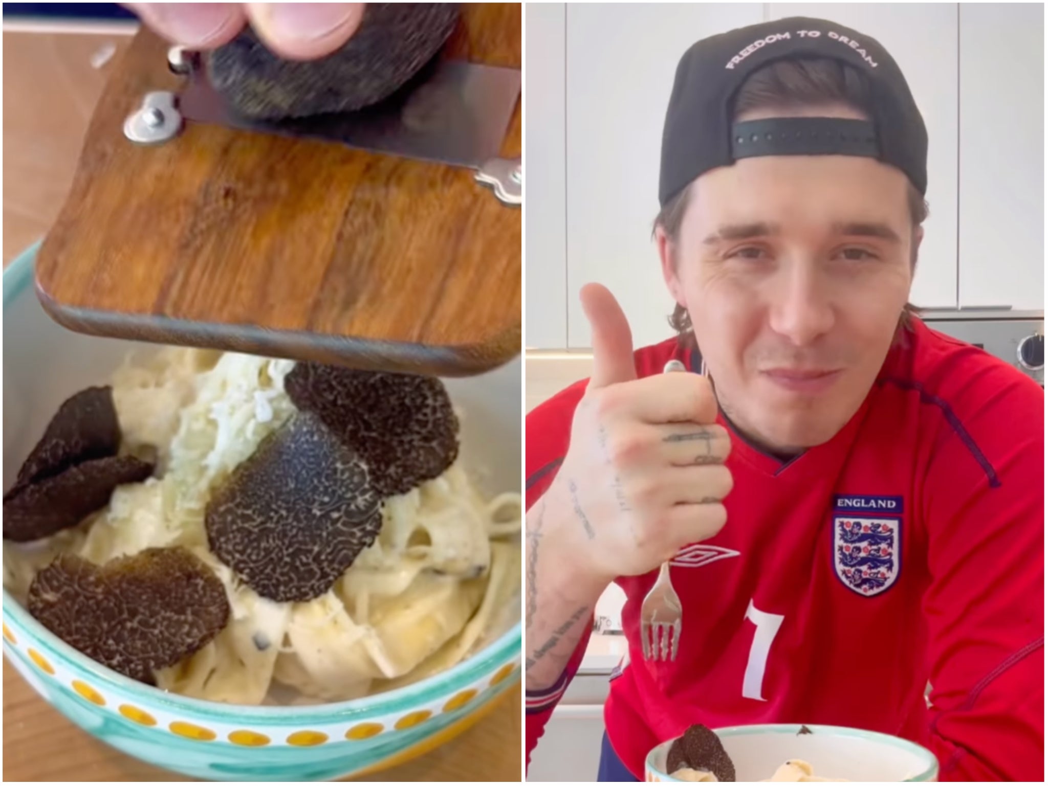 Brooklyn Beckham cocinando pasta con trufa