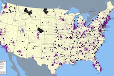 Un mapa del gobierno de EEUU muestra las áreas con mayor riesgo de ser blanco de una guerra nuclear