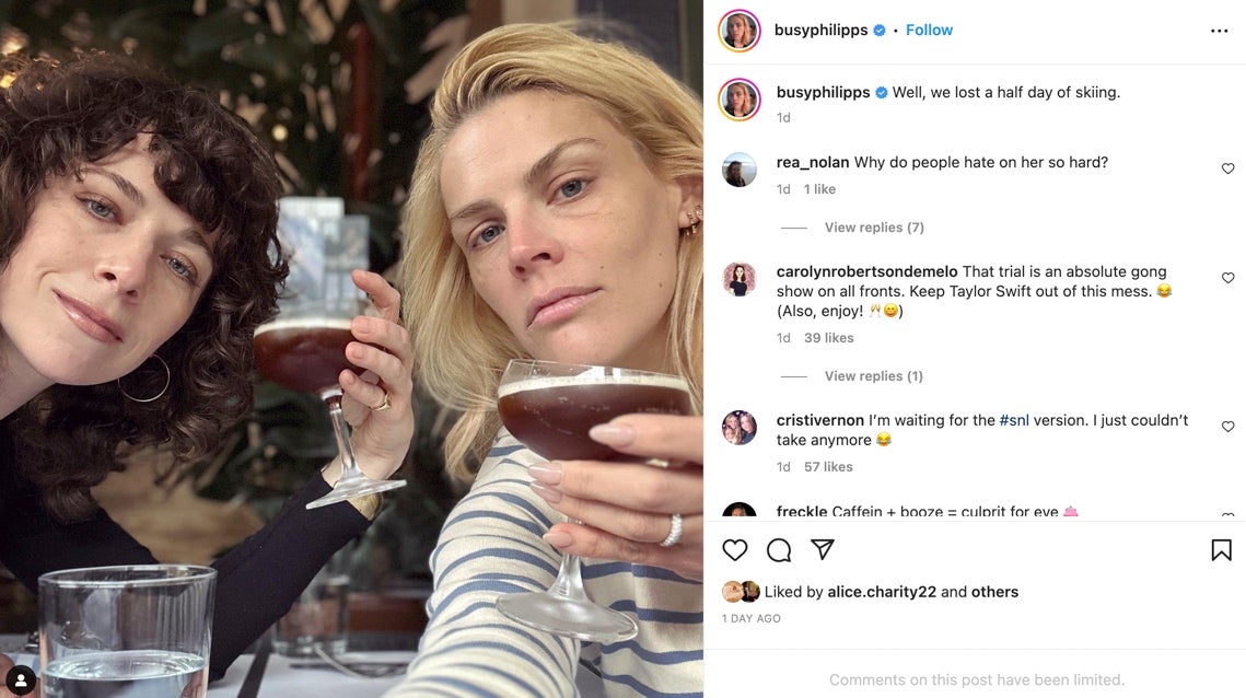 La actriz incluyó la ahora infame frase en su publicación de Instagram