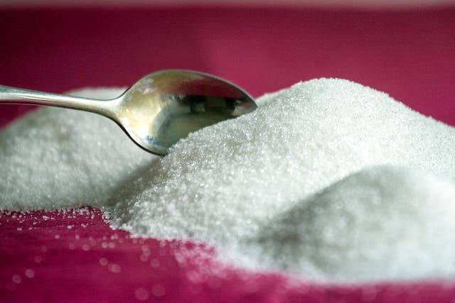 <p>In this photo illustration, a teaspoon of sugar is seen on April 8, 2016 in Melbourne, Australia</p>