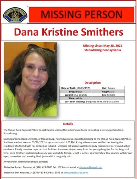 Folleto de personas desaparecidas de Dana Smithers
