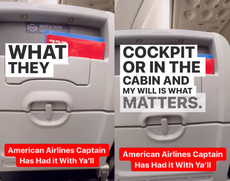 Elogian a un piloto de American Airlines por su sincero discurso a los pasajeros: 'Nadie quiere escuchar tu vídeo'