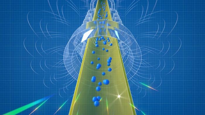 Gráfico que ilustra la caída de los átomos de antihidrógeno y cómo se aniquilan dentro de una trampa magnética, parte del experimento ALPHA-g en la CERN para medir el efecto de la gravedad en la antimateria