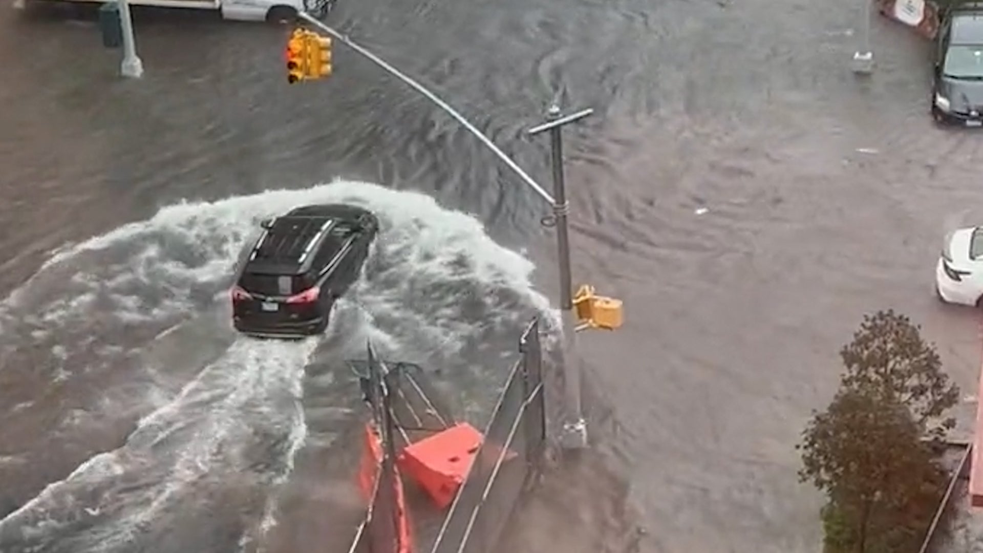 Inundaciones densas cerca del Barclays Center en Prospect Heights, Brooklyn