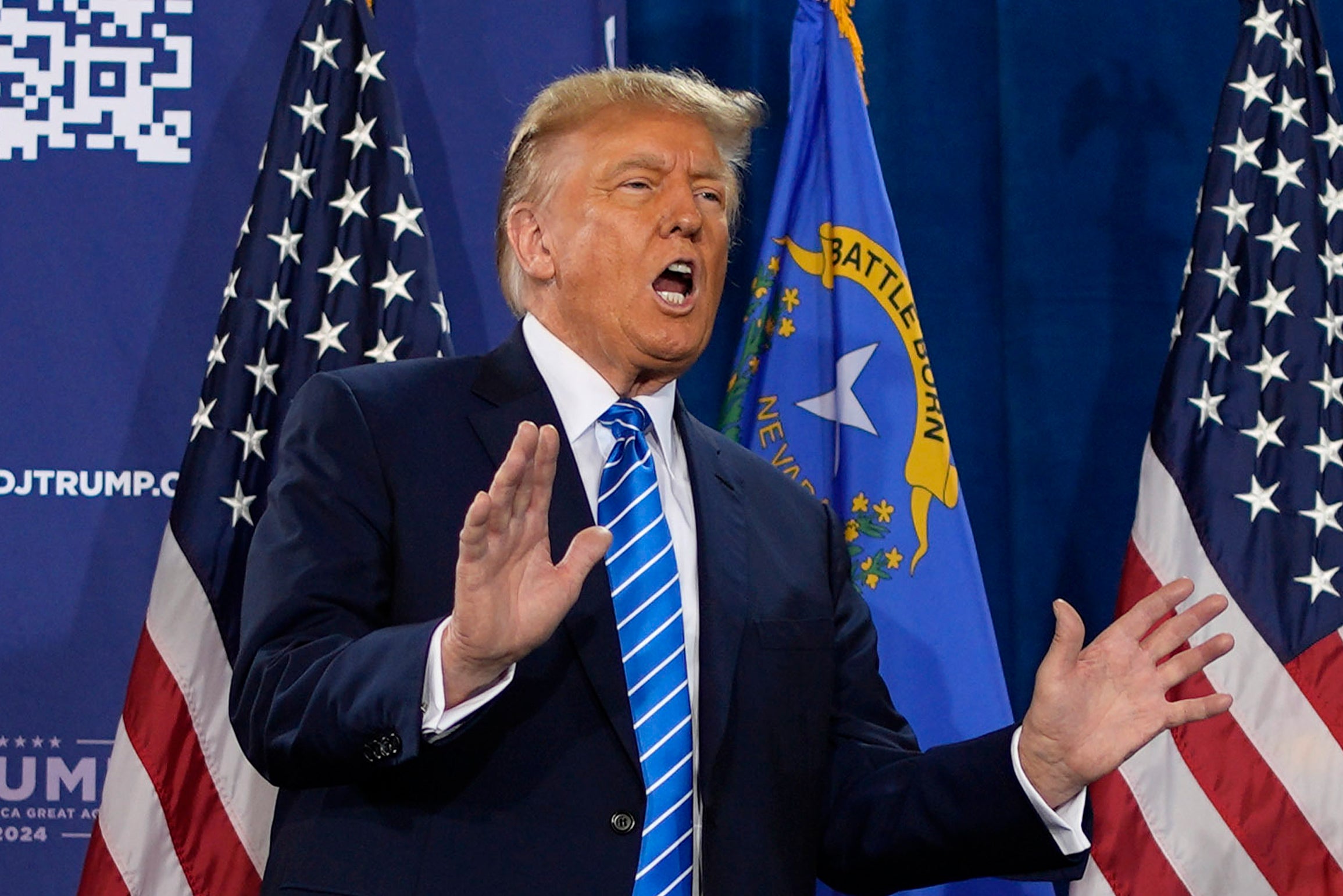 El candidato republicano y expresidente Donald Trump habla en un acto de campaña el sábado 27 de enero de 2024, en Las Vegas