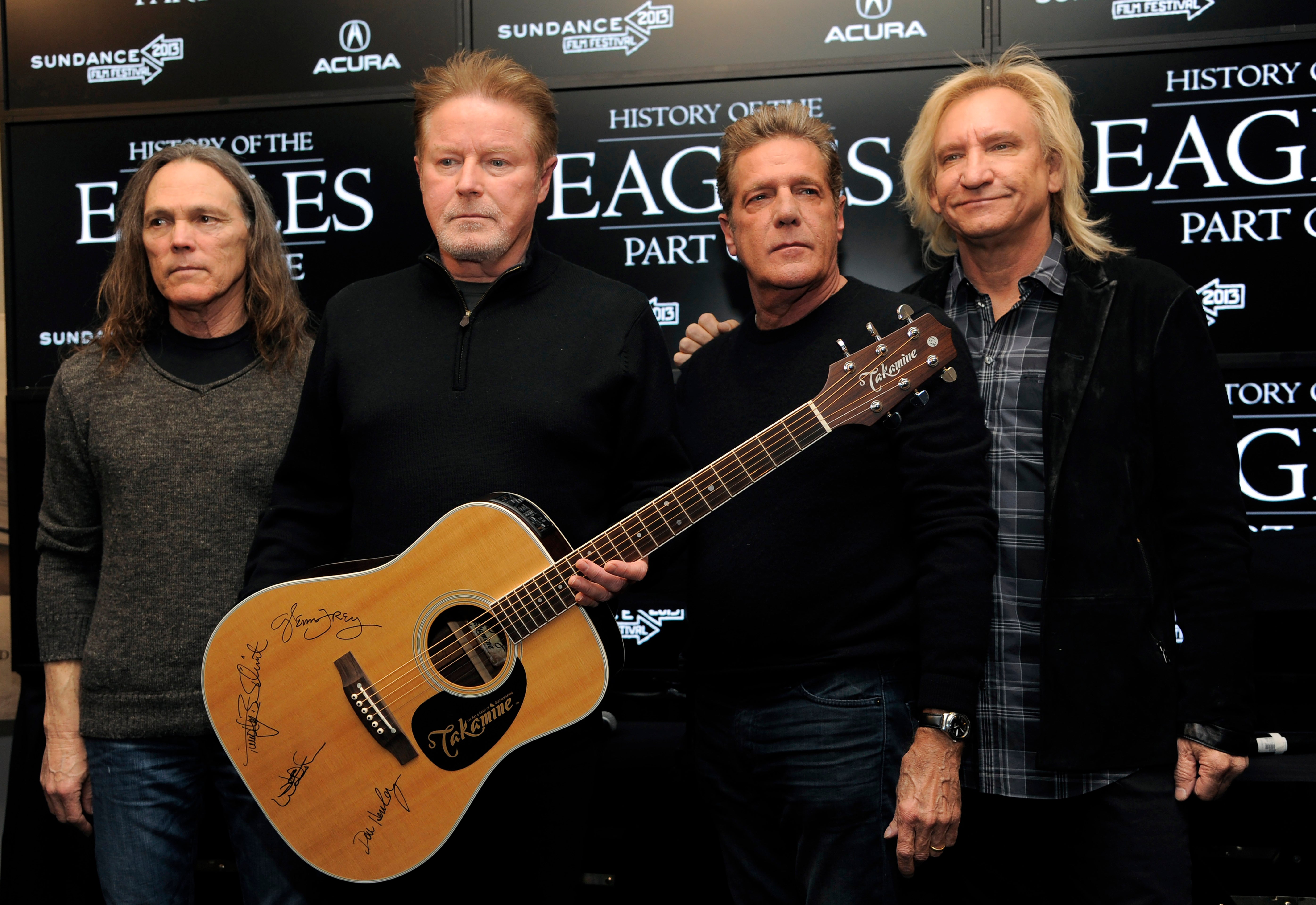 Miembros de los Eagles, de izquierda a derecha, Timothy B. Schmit, Don Henley, Glenn Frey y Joe Walsh