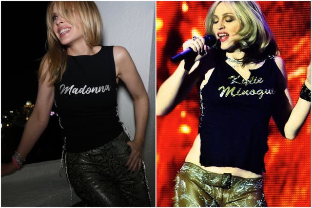 <p>Kylie Minogue y Madonna cantaron juntas durante la gira Celebration</p>