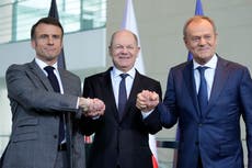 En muestra de unidad, Alemania, Francia y Polonia prometen más armas para Ucrania