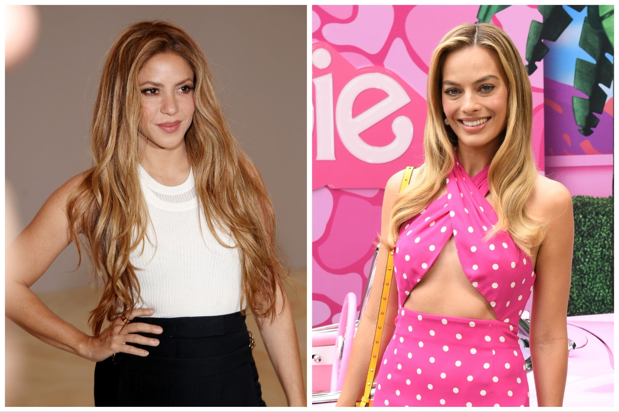 Shakira (izquierda) y la estrella de "Barbie" Margot Robbie