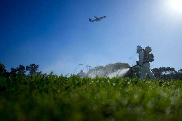 <p>Empleado de salud pública fumiga en Buenos Aires como parte de una iniciativa para exterminar  los mosquitos transmisores del dengue</p>