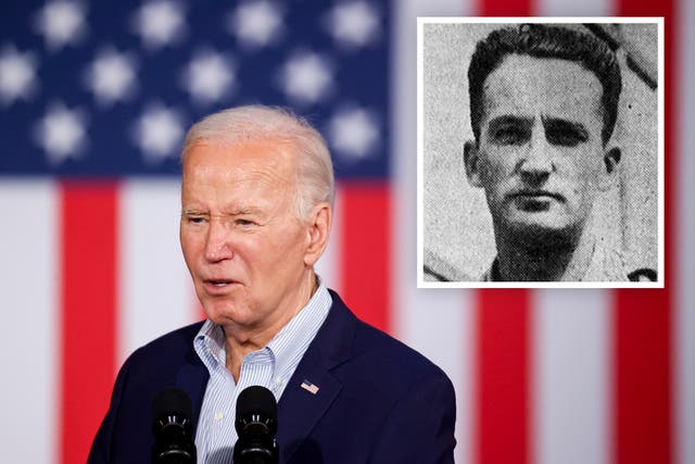 <p>El presidente Joe Biden habla en el Stupak Community Center el 19 de marzo de 2024 en Las Vegas, Nevada. Hizo la sorprendente sugerencia de que su tío podría haber sido devorado por <a href="/topic/cannibals">caníbales</a> después de que su avión fue derribado durante la Segunda Guerra Mundial  </p>