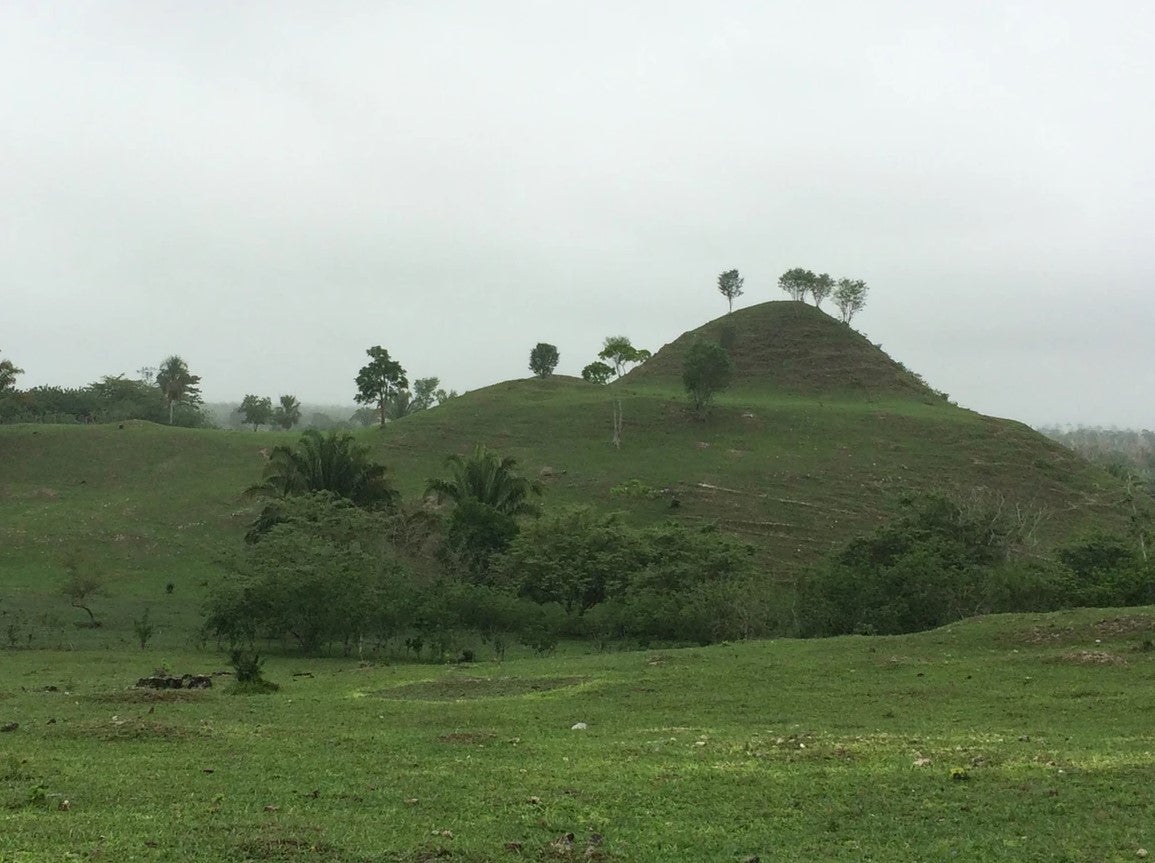 Un montículo cubierto de pasto en Ucanal oculta una gran pirámide, que aún no ha sido excavada adecuadamente