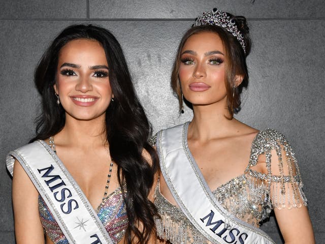 <p>Miss Teen USA 2023, UmaSofia Srivastava and Miss USA 2023, Noelia Voigt attend Supermodels Unlimited Magazine Presents: Billboards Over Broadway - NYFW Celebrity Event at Nebula Nightclub on 10 February 2024 in New York City.</p>