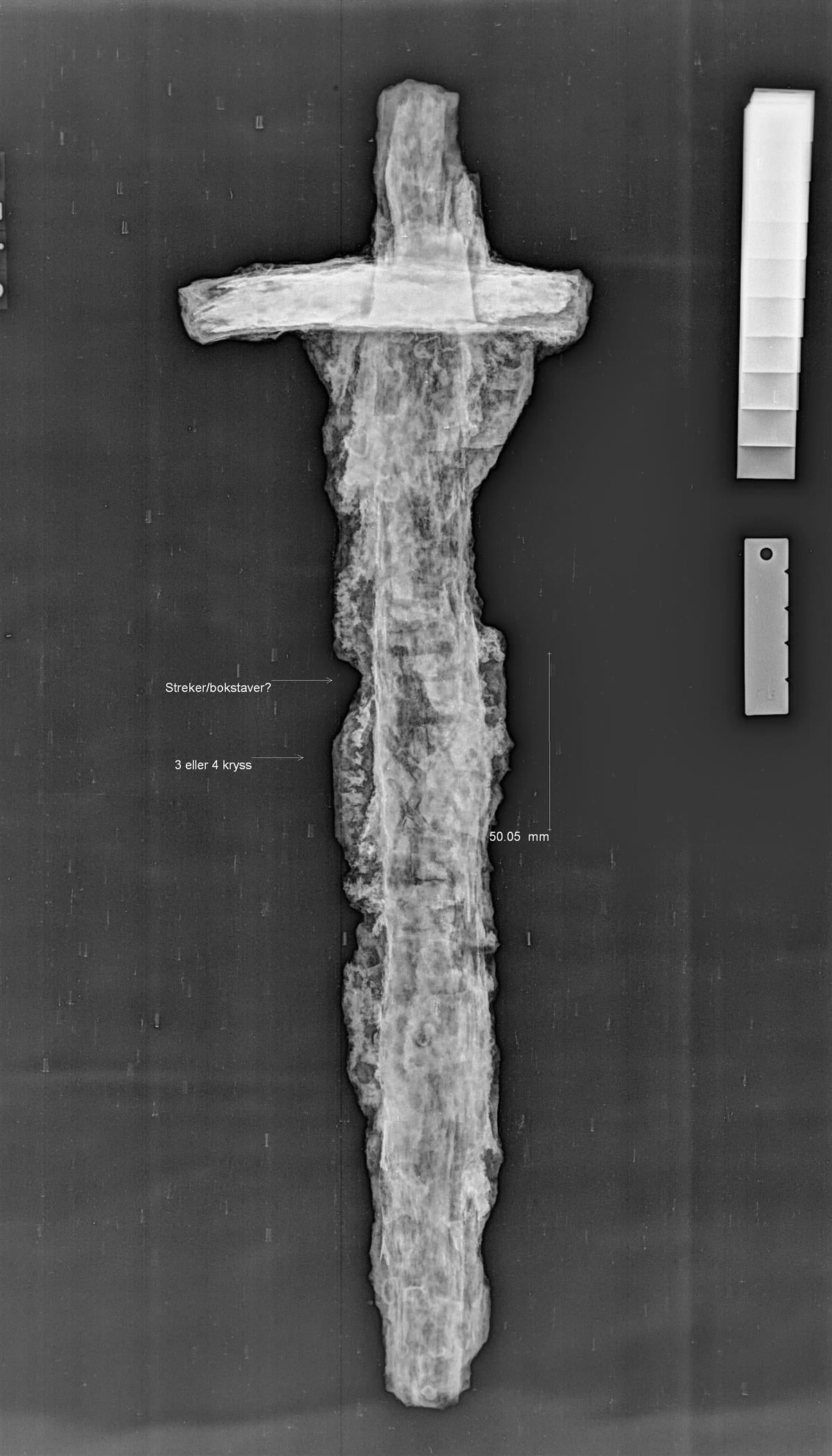 Radiografía de la espada encontrada en Suldal