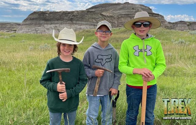 <p>Liam Fisher, Kaiden Madsen and Jessin Fisher, then 7, 9 and 10, made the discovery of a lifetime near their North Dakota home in 2022</p>