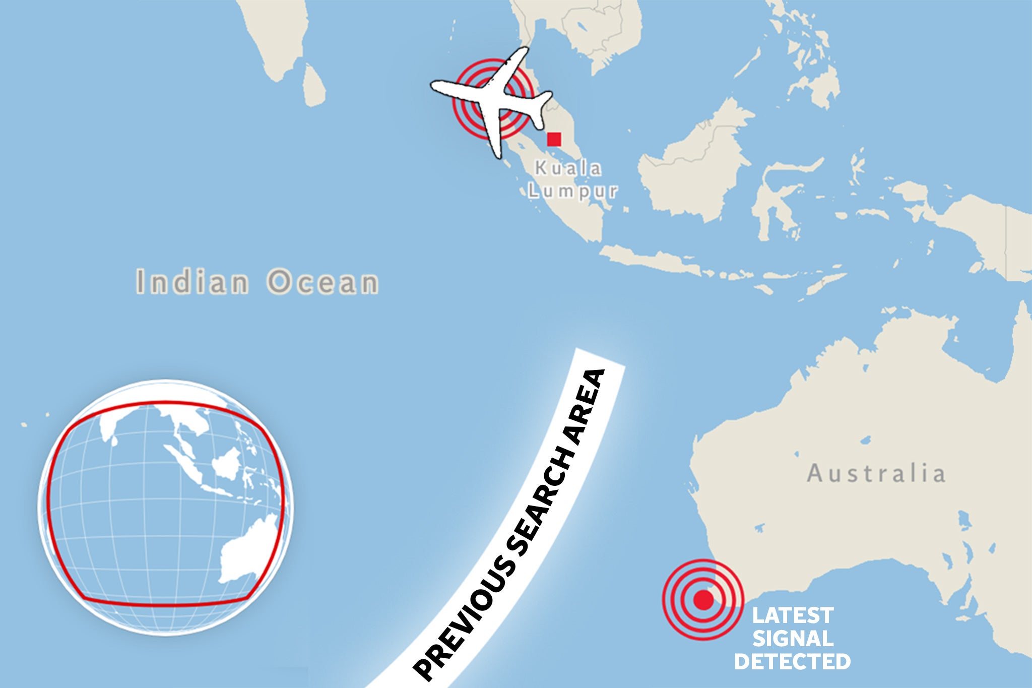 Un mapa que muestra la ubicación del último radar del vuelo MH370 de Malaysia Airlines