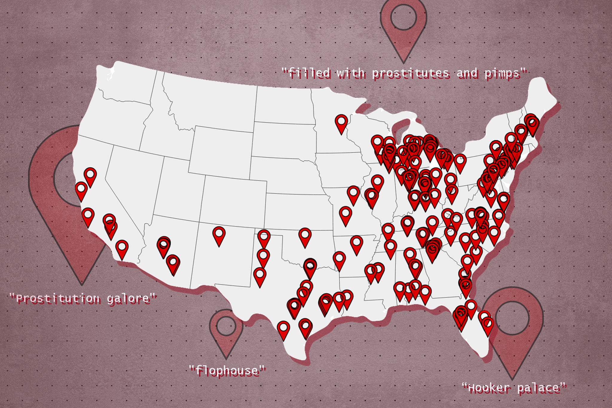 Un mapa de los hoteles cuyos clientes mencionan prostitución en sus reseñas, compilado por The Independent muestra el alcance que tiene este problema en los distintos hoteles Red Roof Inn del país.