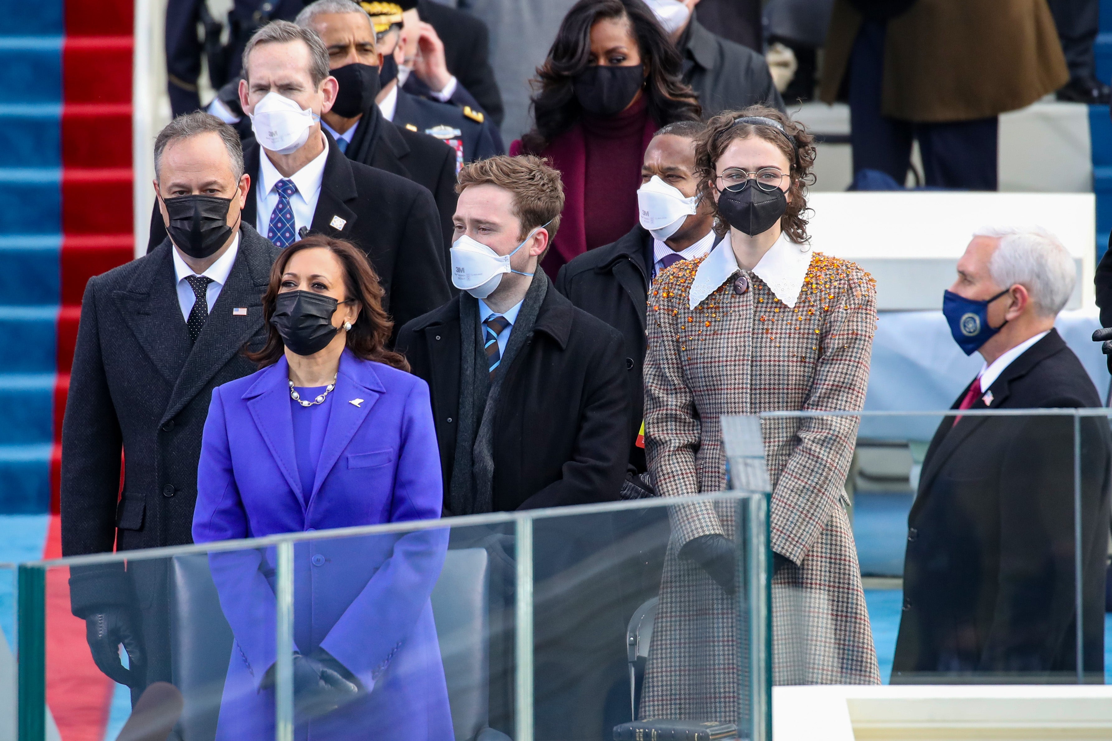 Harris con su familia en la ceremonia de investidura de Joe Biden en 2021