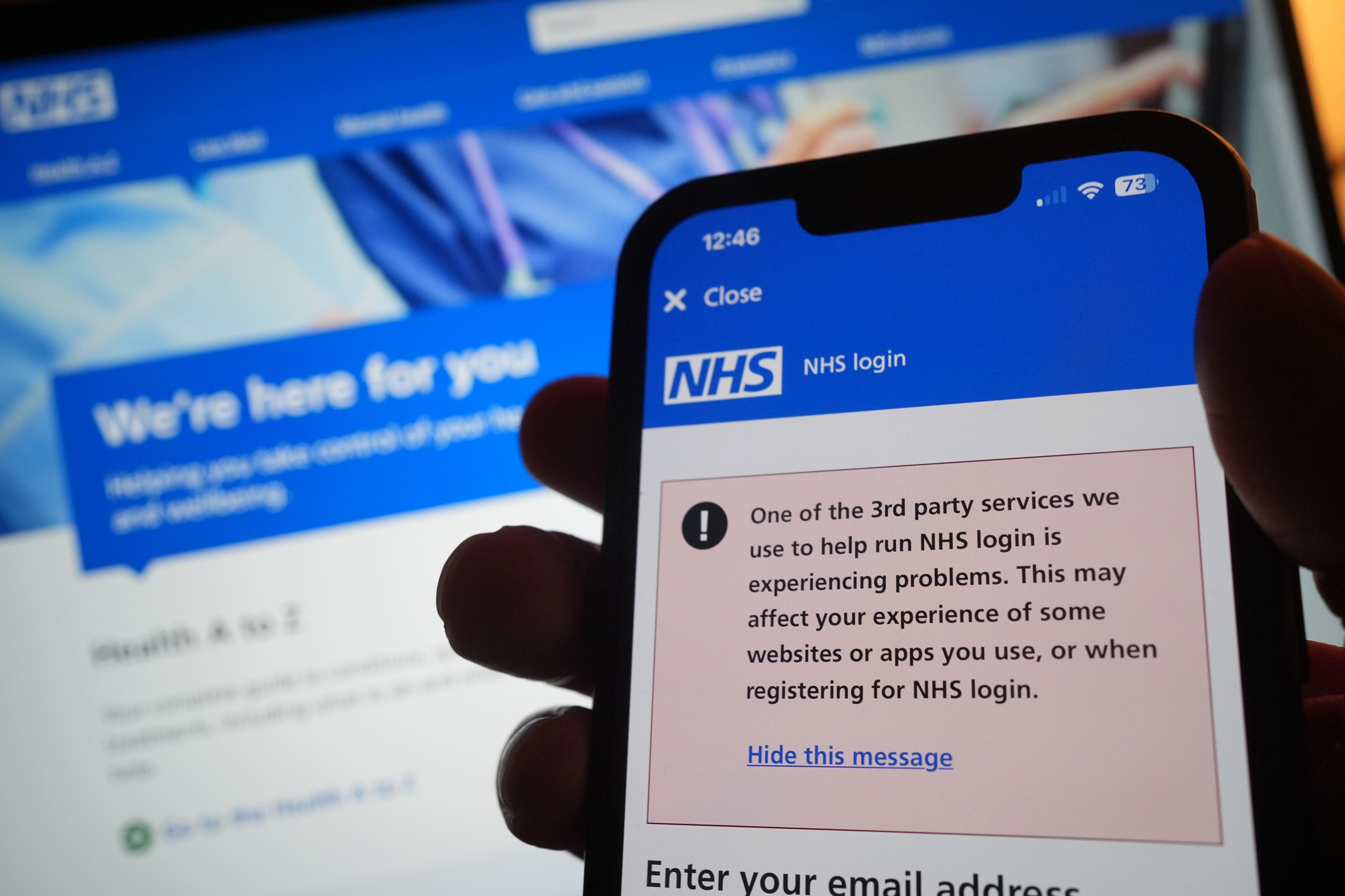 Las personas que intentaron acceder a la aplicación del NHS también tuvieron problemas