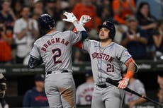 Jonrones consecutivos de Alex Bregman y Yainer Diaz empujan a Astros a triunfo de 6-3 sobre Orioles