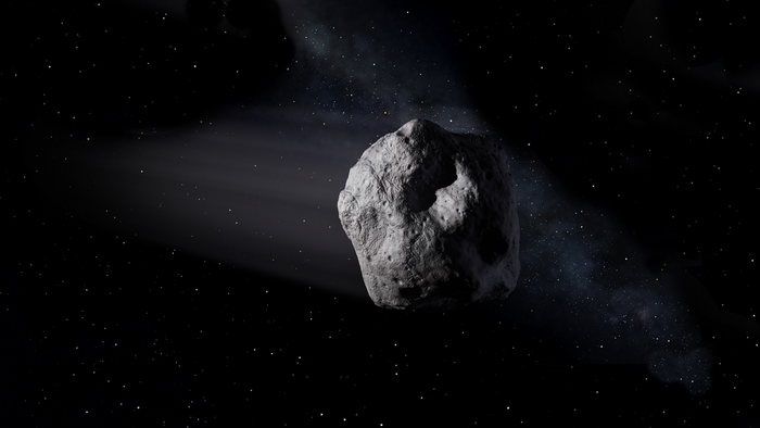 Impresión artística de un asteroide en el espacio