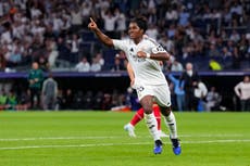 Brasileño Endrick se vuelve el anotador más joven del Real Madrid en la Champions