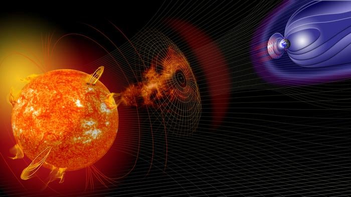 Ilustración artística de una tormenta solar