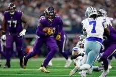 Henry corre para 151 yardas, 2 TDs y los Ravens resisten para vencer 28-25 a Cowboys