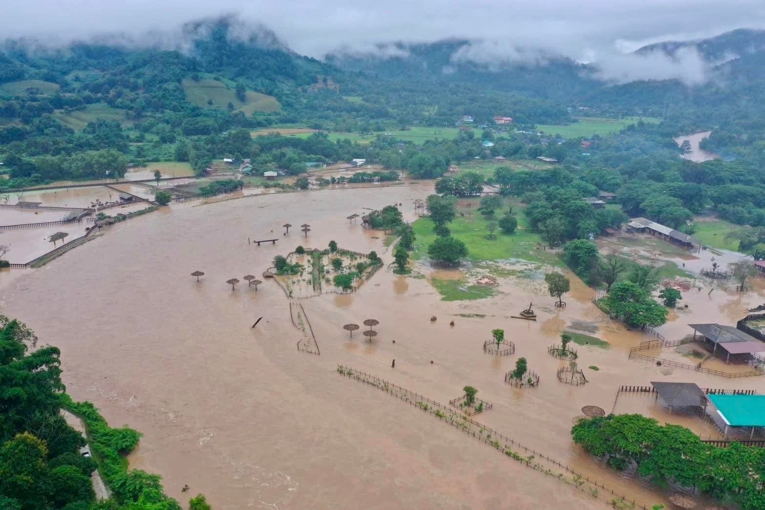 Una imagen captada por dron revela la magnitud de las inundaciones en las áreas que rodean el santuario