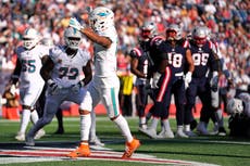 Dolphins, con un juego lleno de errores, vencen 15-10 a Patriots