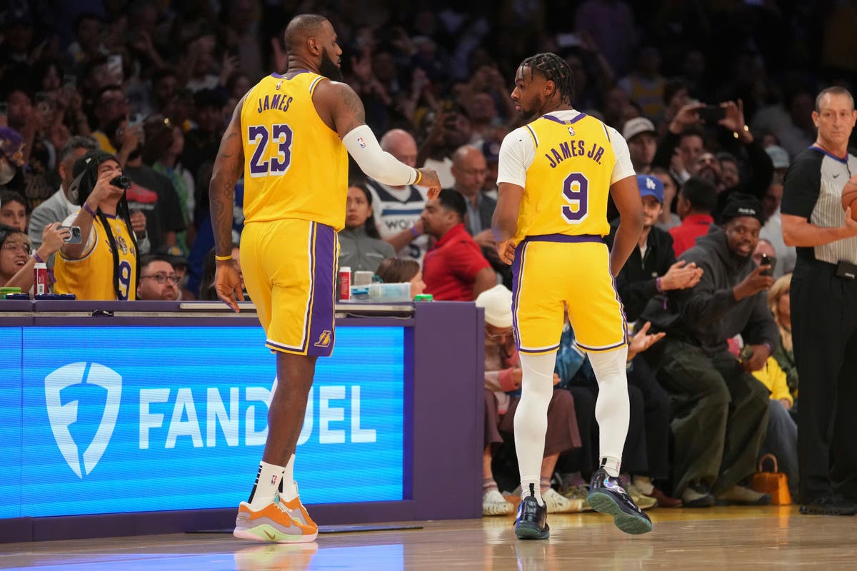 LeBron and Bronny James make NBA history and Lakers beat Wolves 110-103