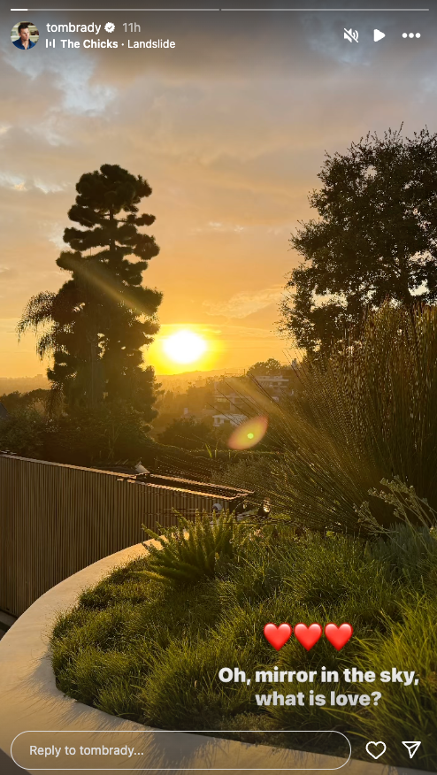 Tom Brady acompaña una foto de una puesta de sol con la letra de 'Landslide' de Fleetwood Mac