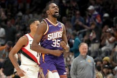 Booker anota 28 puntos y Durant 21 para que Suns derroten 103-97 a Trail Blazers