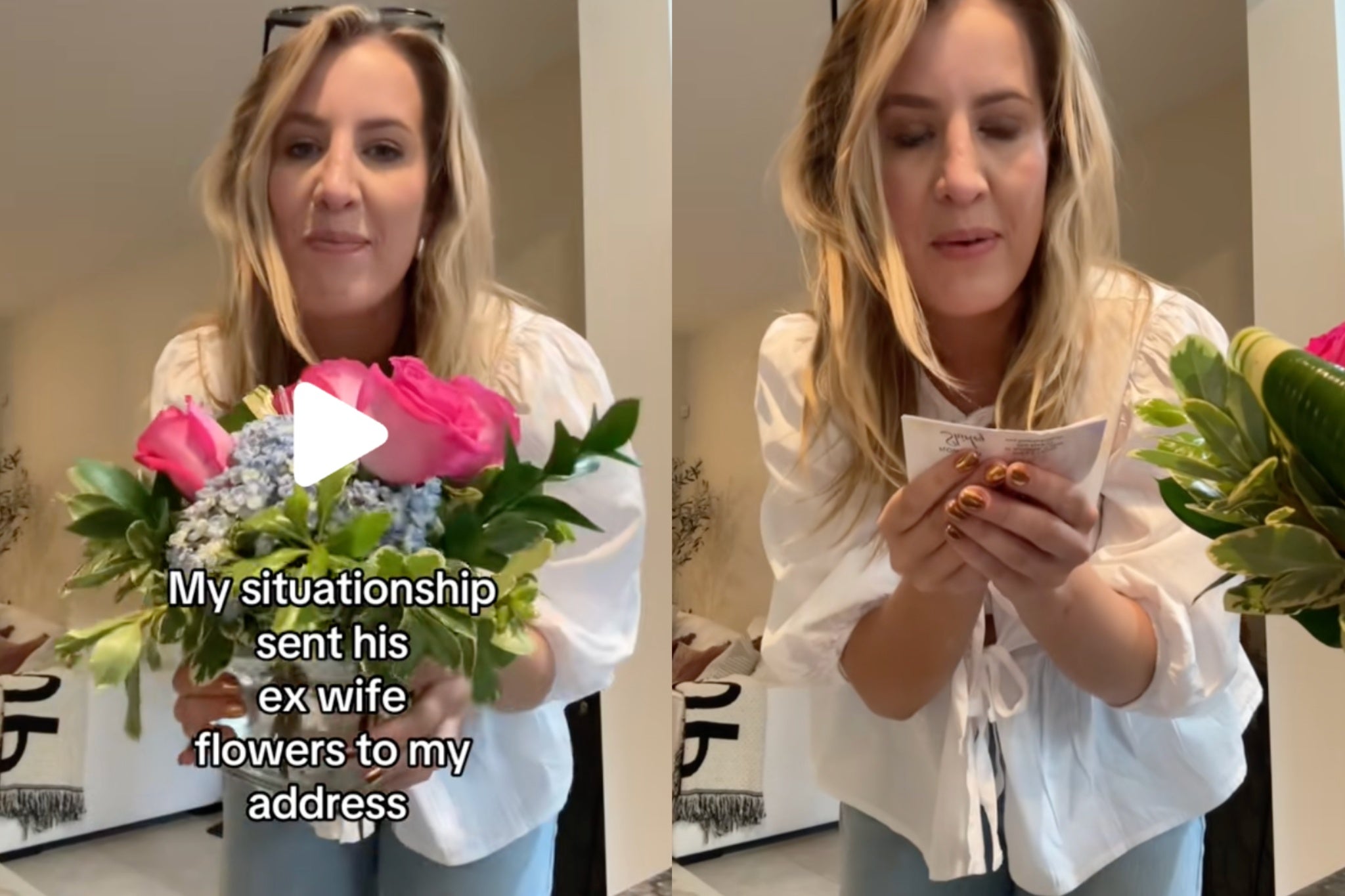 Meghan Moore les muestra a sus seguidores de TikTok las flores que eran para la exnovia de su actual pareja