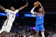 Thunder vence a Pelicans mermados por lesiones, por 106-88