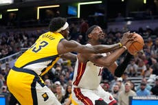 Adebayo anota 30 y lleva al Heat a victoria 124-111 sobre Pacers