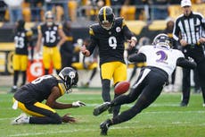 Boswell anota 6 goles de campo y Steelers contienen a Lamar Jackson en victoria 18-16 sobre Ravens