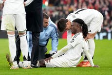 Eduardo Camavinga sufre lesión en el partido de Real Madrid contra Liverpool