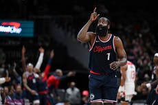 Harden anota 43 puntos y Clippers aplastan 121-96 a Wizards