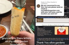 Encuentran número de serie impreso en un palito de pan de Olive Garden