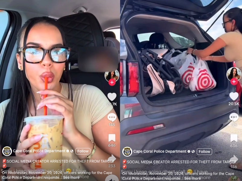 Marlena Velez también fue detenida hace un mes, cuando publicó en TikTok un video en el que mostraba artículos presuntamente robados de Target