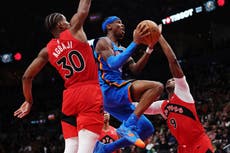 Gilgeous-Alexander anota 30 en victoria del Thunder 129-92 sobre Raptors